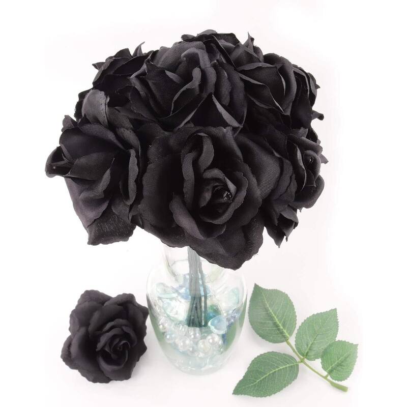 Artificial Flowers Black Rose Picks for Wedding, Bouquets, Table